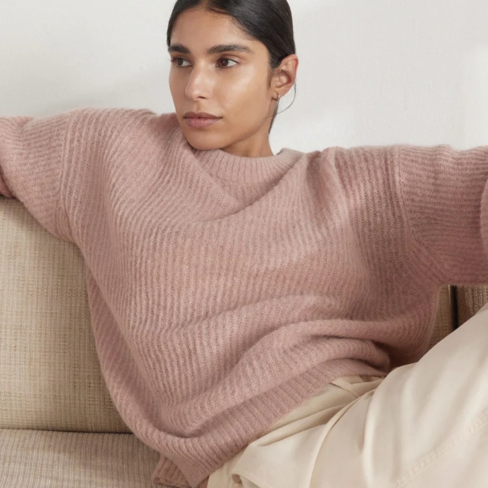 Everlane XS The Cocoon Alpaca Crew in Cafe Creme